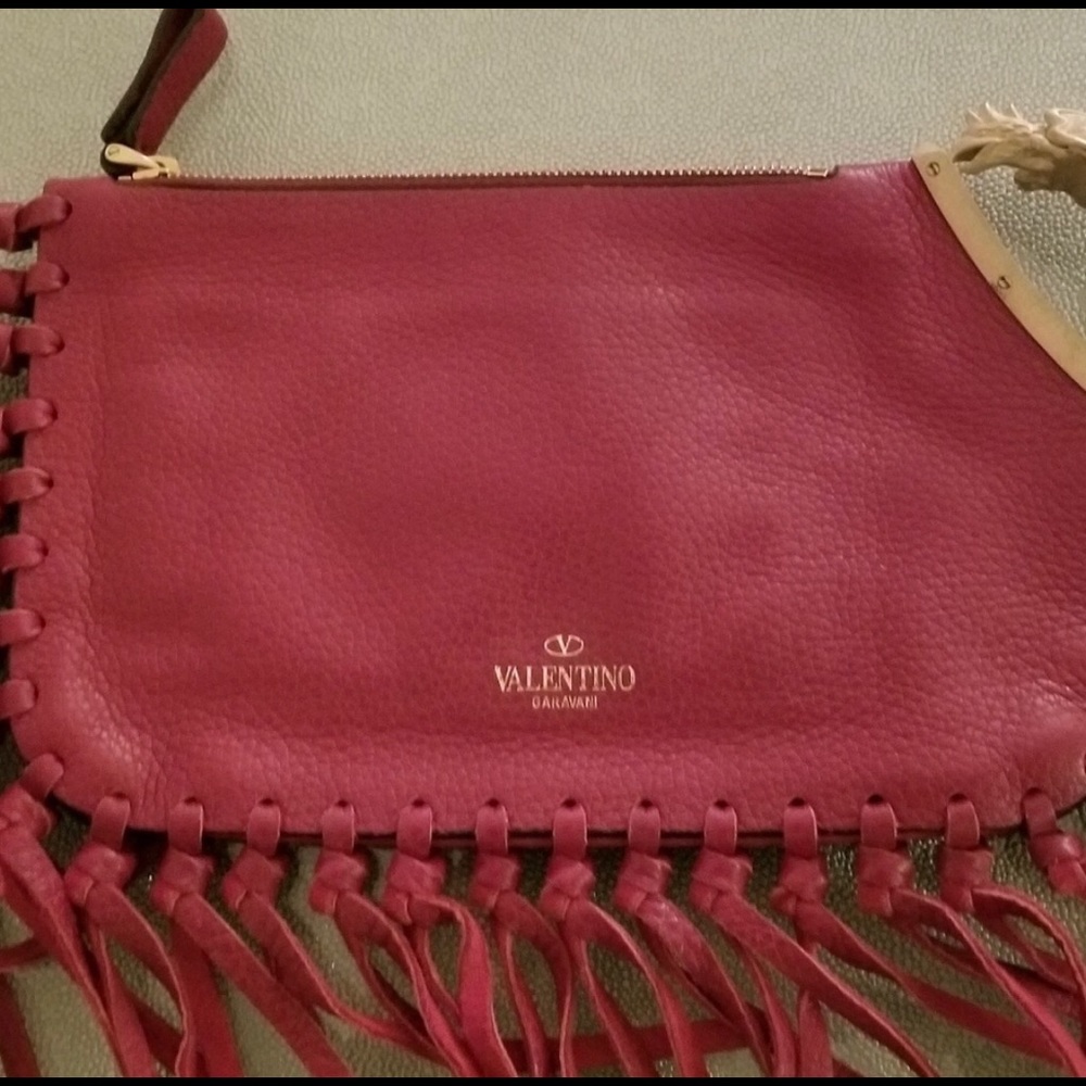Stunning Valentino red fringe clutch